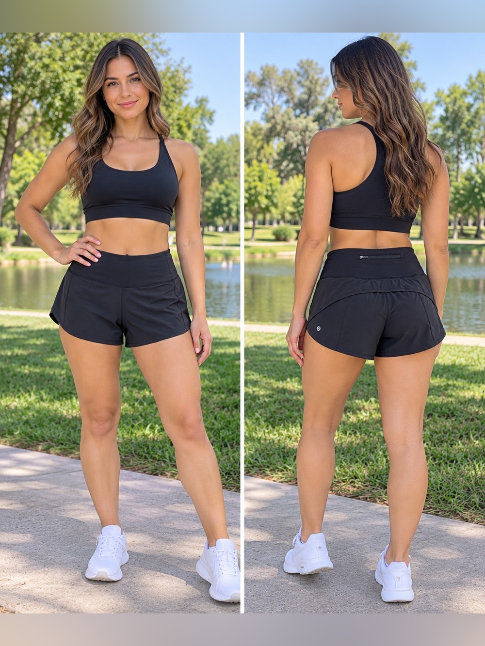 Lululemon Run Speed Shorts Black Size 8 Lined Zip Pocket
